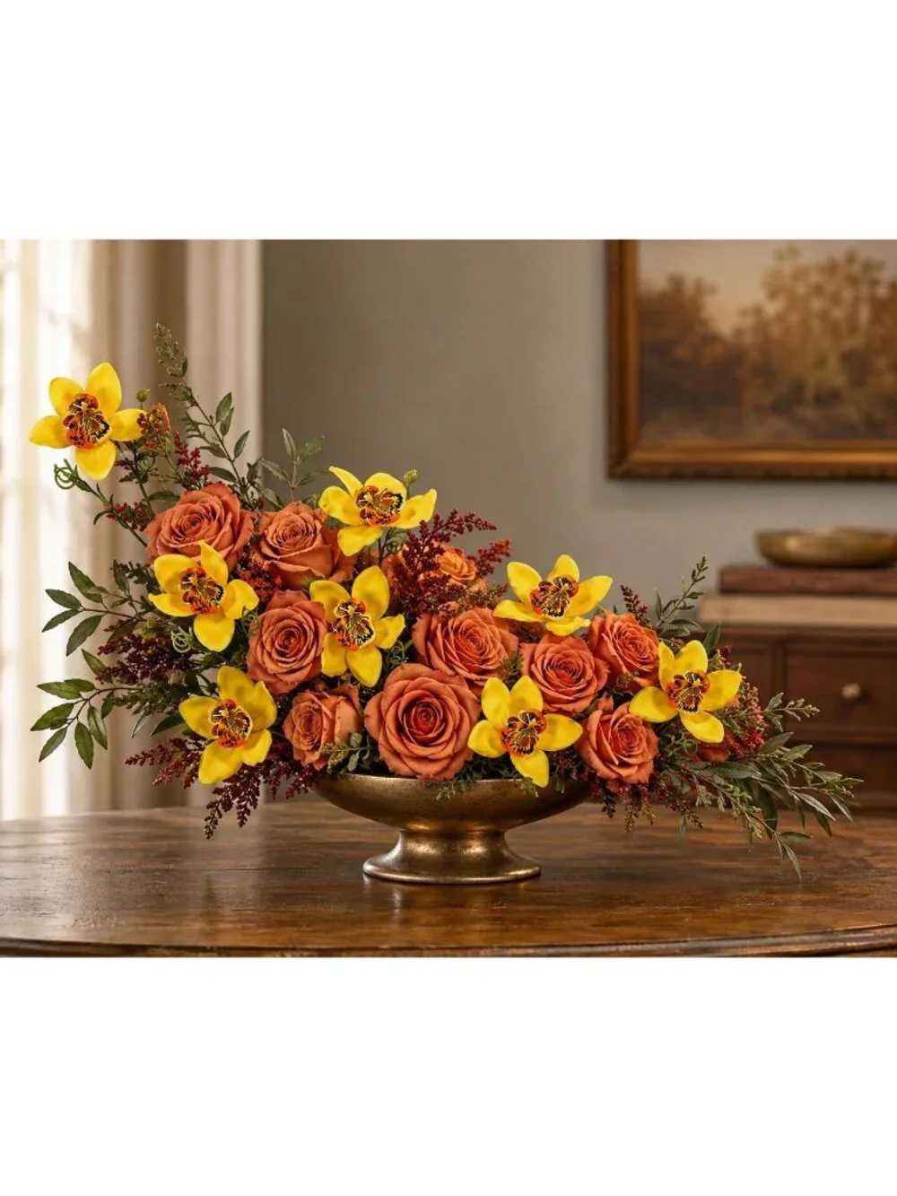 Artificial Yellow Orchid Stems Set of 9 Single Bloom 13 Inch Faux Silk Wedding F